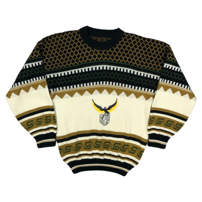 Vintage 80s Abstract Patterned Knit Jumper L