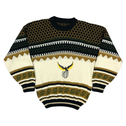 Vintage 80s Abstract Patterned Knit Jumper L