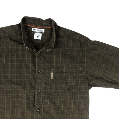 Vintage Columbia Brown Plaid Shirt XL