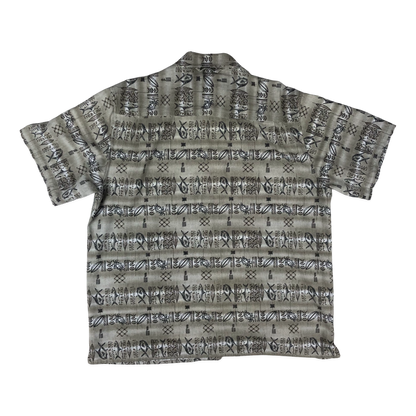 Vintage Beige Beach Themed Abstract Print Surfer Shirt XXL