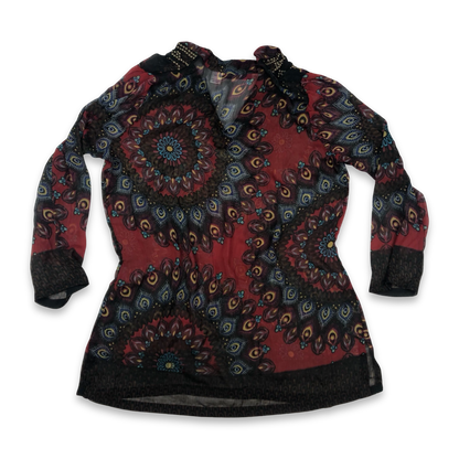 Vintage Y2K Mandala Print Blouse 14 16 18