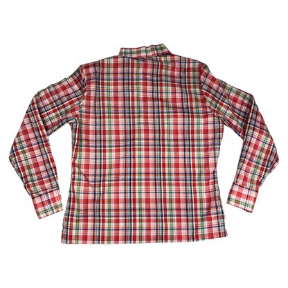 Vintage 70s Blue, Red and Green Plaid Button-up Blouse 16