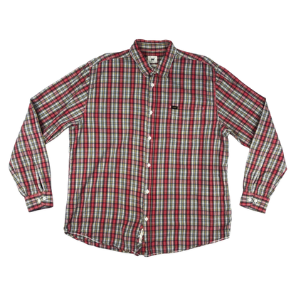 Vintage Lee Red, Blue, and Yellow Plaid Shirt XL