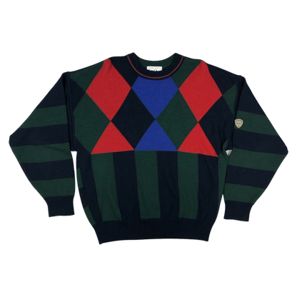 Vintage 80s Carlo Colucci Multicolour Patterned Knit Jumper XXL