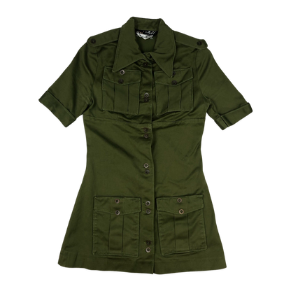 Vintage Green Safari Minidress 8