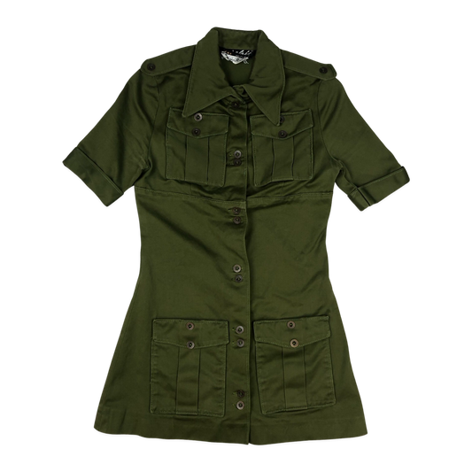 Vintage Green Safari Minidress 8