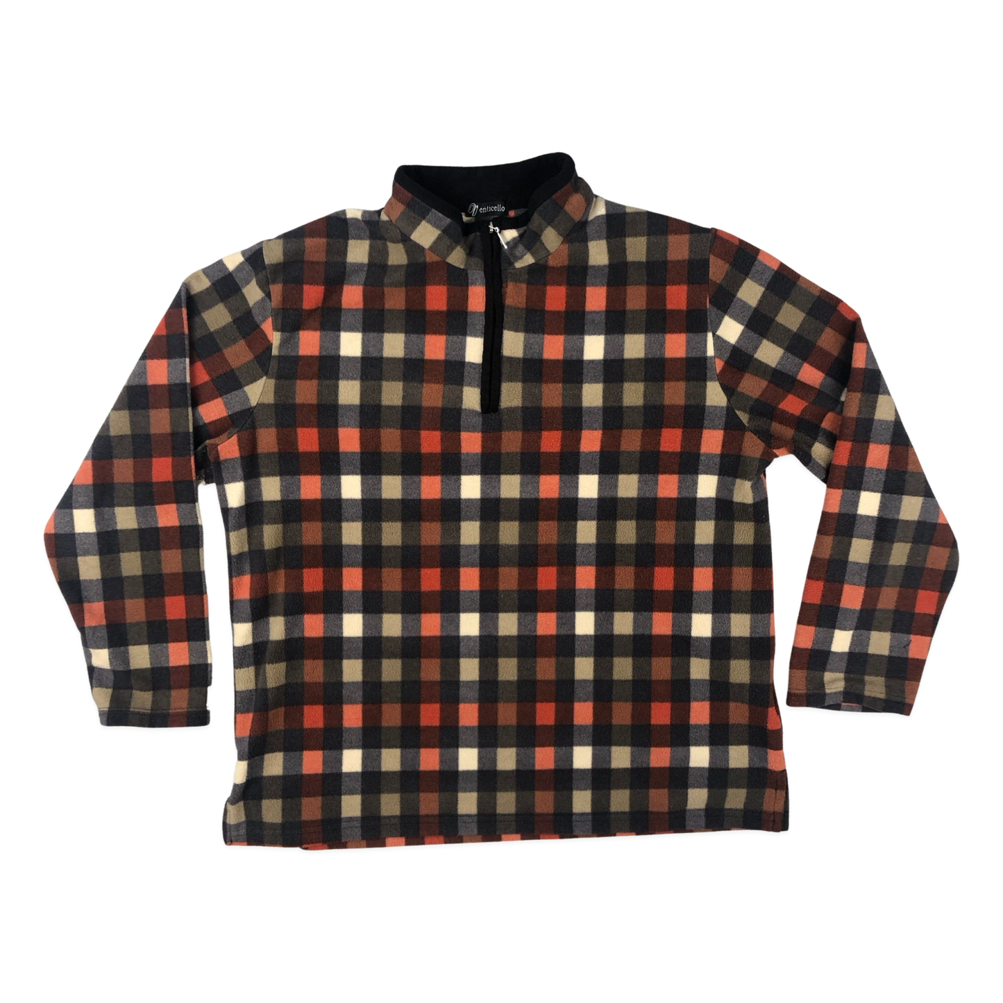 Vintage Plaid Pattern Print Fleece M