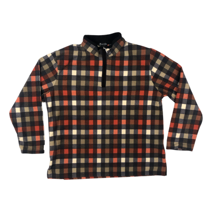 Vintage Plaid Pattern Print Fleece M