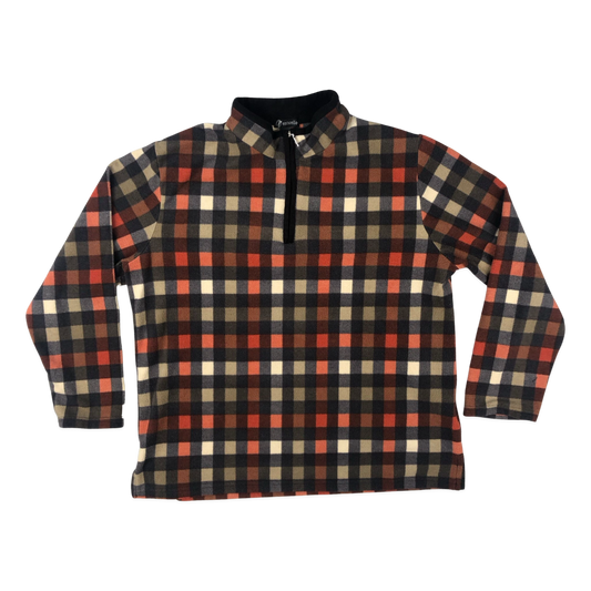 Vintage Plaid Pattern Print Fleece M