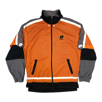 Vintage 90s Lotto Orange, Black, and Grey Track Jacket L
