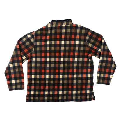 Vintage Plaid Pattern Print Fleece M