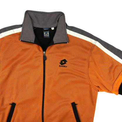 Vintage 90s Lotto Orange, Black, and Grey Track Jacket L
