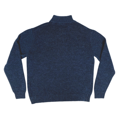 Vintage Chaps Navy Knit 1/4 Button Turtleneck Jumper L