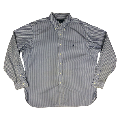 Vintage Ralph Lauren Blue and White Striped Shirt 3XL