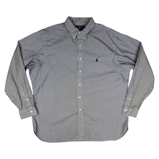 Vintage Ralph Lauren Blue and White Striped Shirt 3XL