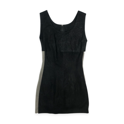 Vintage 80s 90s Black Leather Sleeveless Dress 8