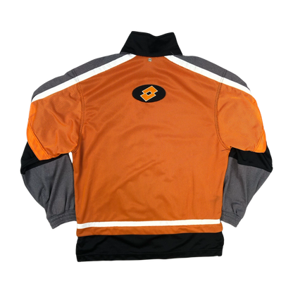 Vintage 90s Lotto Orange, Black, and Grey Track Jacket L