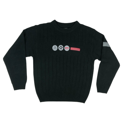 Vintage Y2K Black Ribbed Knit Jumper L