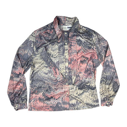 Vintage 80s Abstract Print Blouse 16