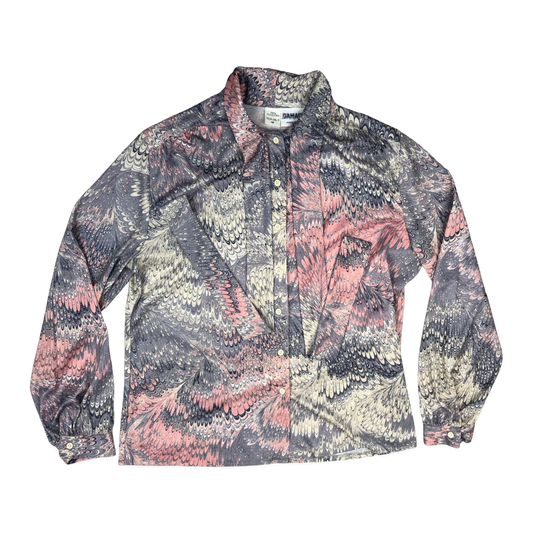 Vintage 80s Abstract Print Blouse 16