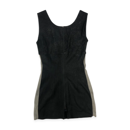 Vintage 80s 90s Black Leather Sleeveless Dress 8