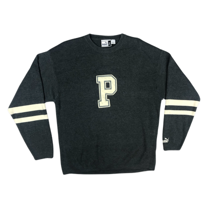 Vintage 90s y2k Puma Grey Knit Jumper L