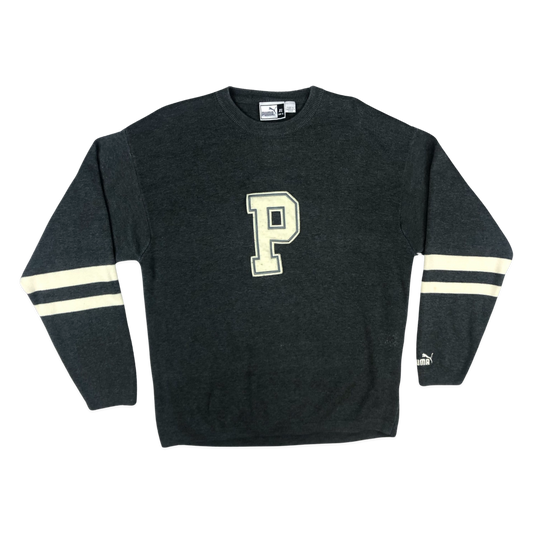 Vintage 90s y2k Puma Grey Knit Jumper L
