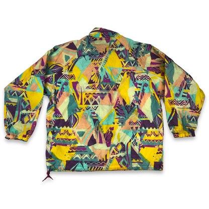 Vintage K-Way Abstract Crazy Pattern Multicolour Windbreaker Anorak Size 3XL