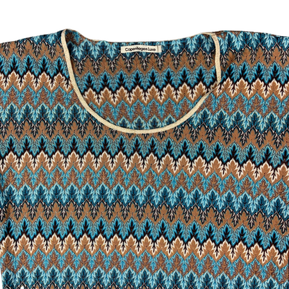 Vintage 'Copenhagen Luxe' Blue Brown Style Tee Shirt 12 14