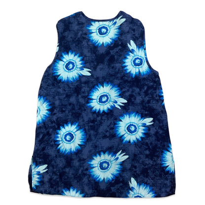 Blue & White Floral Print Sleeveless Blouse 14 16