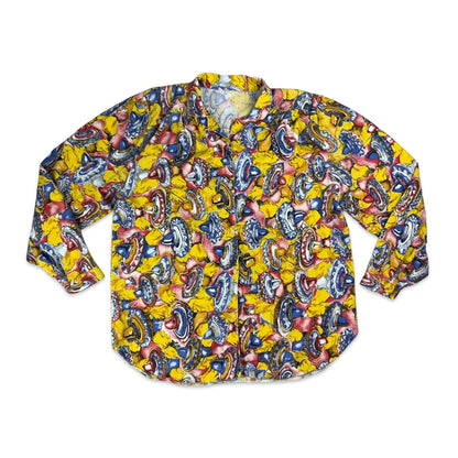 Vintage Yellow Red & Blue Sombrero Print Blouse 18 20