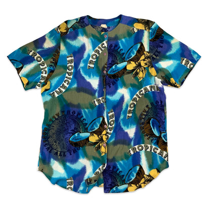 Vintage Blue White & Brown Graphic Print Blouse 18 20