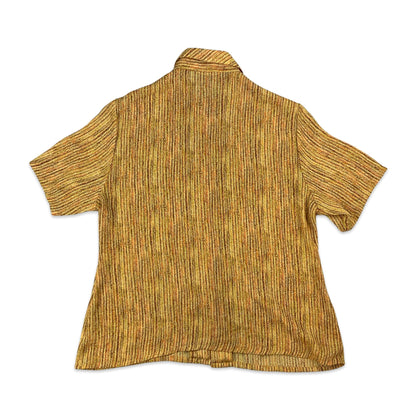 Vintage Orange & Brown Striped Short Sleeve Viscose Blouse 16 18