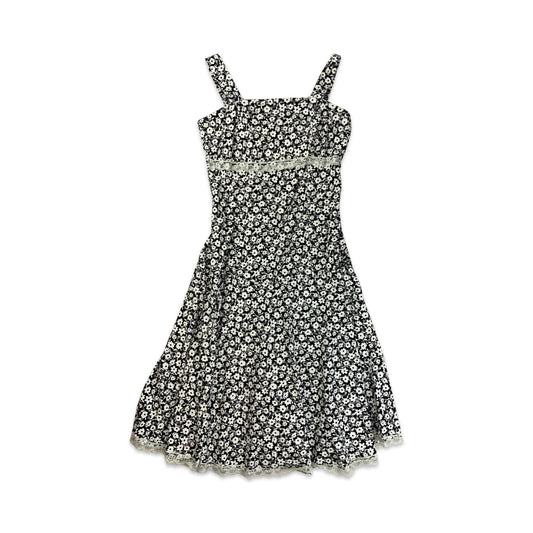 Black & White Floral Print Strappy Midi Dress 4