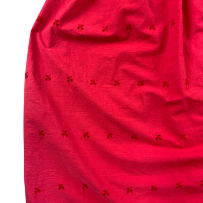 Vintage 80s 90s Red Pleated Midi Dress 12 14