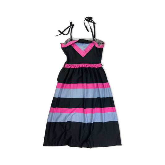 Vintage Black & Pink Strappy Sleeveless Dress 4