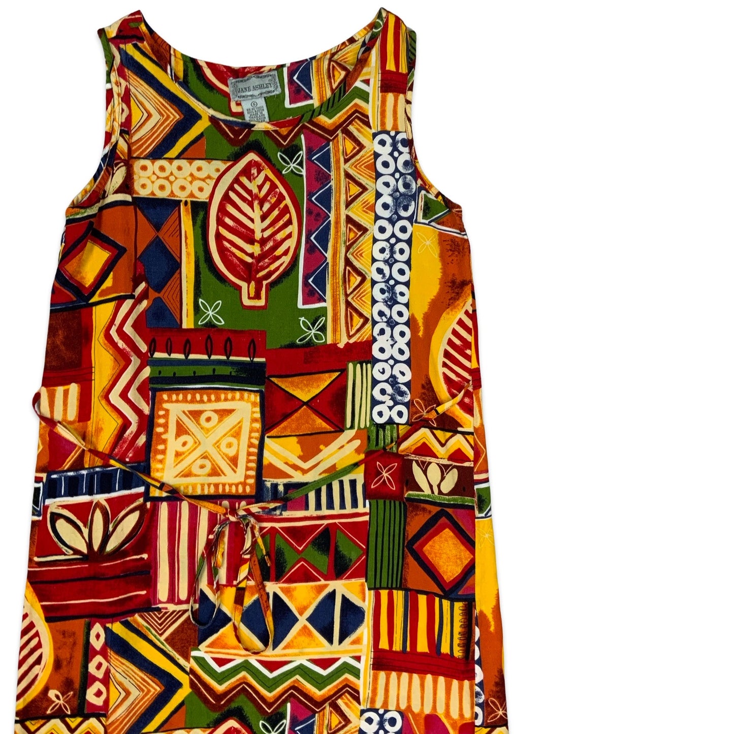 Y2K Multicolour Abstract Print Sleeveless Dress 8 10