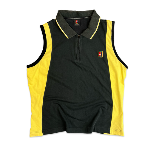 Y2K Nike Black & Yellow Sleeveless Zip Polo Shirt 14