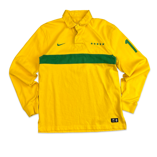 00's Nike Brazil Long Sleeve Polo Shirt M