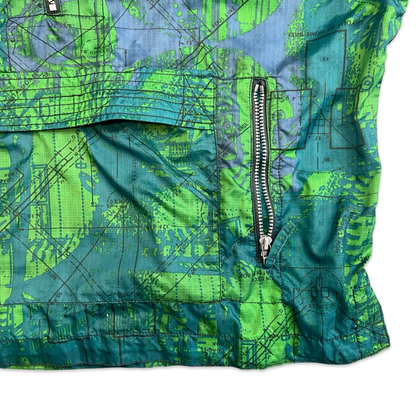 Vintage 90s Nike Green & Blue Crazy Pattern Pullover Anorak Jacket XXL