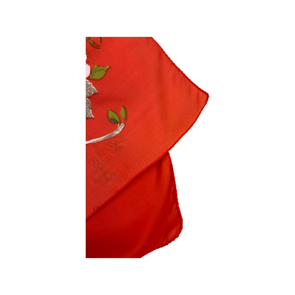 Vintage Red and White Floral Scarf