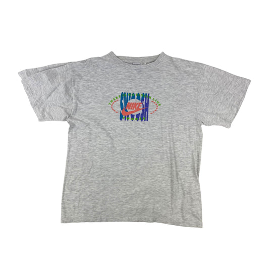 Vintage 90s Nike Grey Multicolour Swoosh Graphic Tee L XL