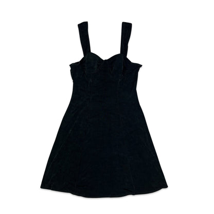Vintage 90s Skater Dress Black 8 10