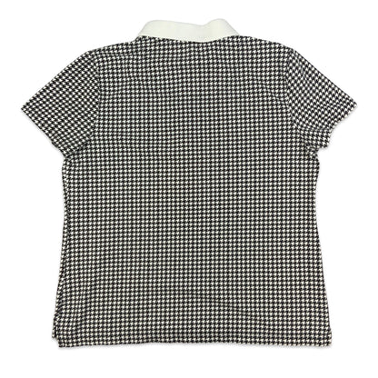 Tommy Hilfiger Black & White Dogtooth Polo Shirt 12 14