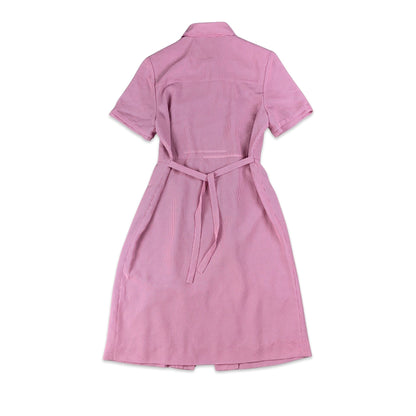 Vintage 80s Pink & White Gingham Check Button Up Shirt Dress 10 12