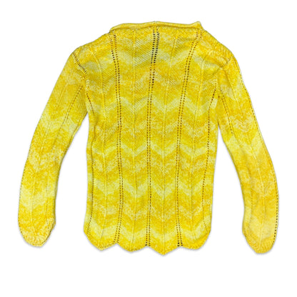 Vintage Yellow & White Knitted Jumper 6 8