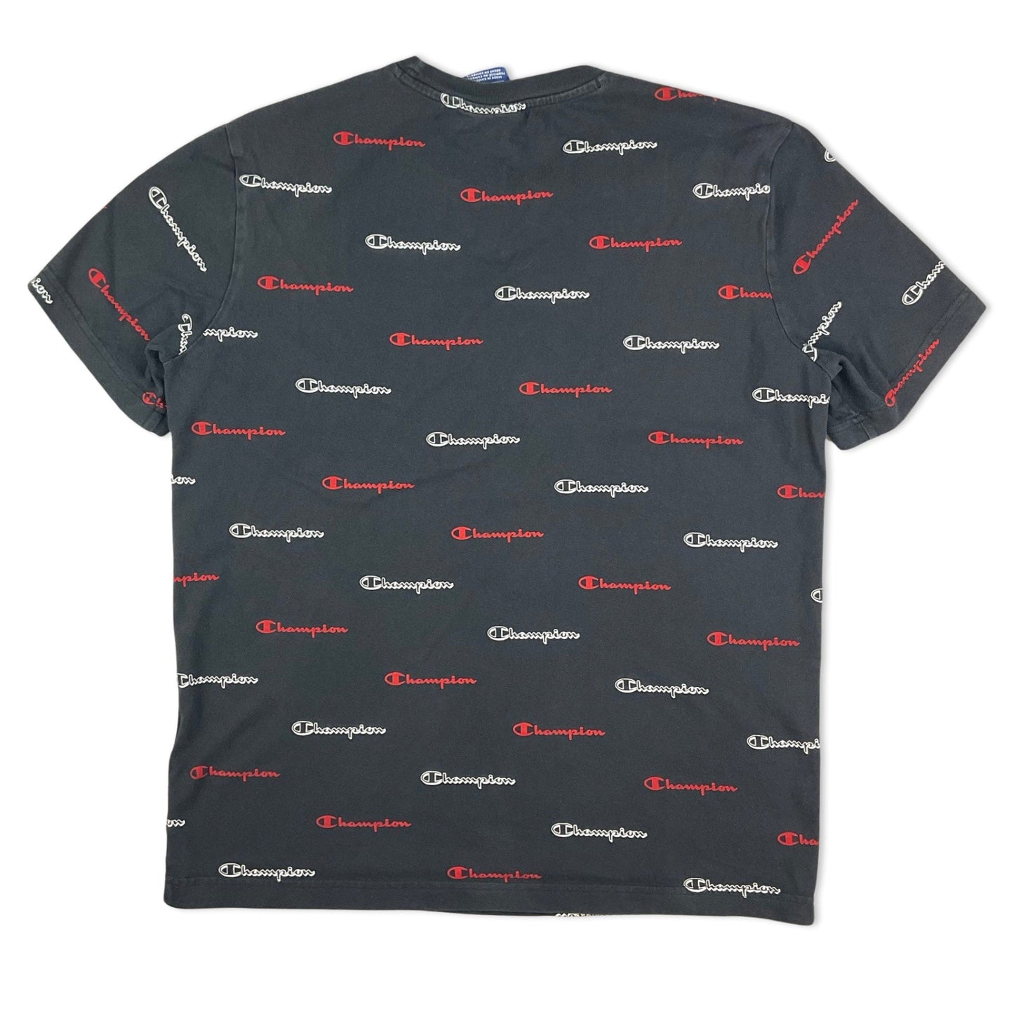 Champion Logo Print Black Tee S M
