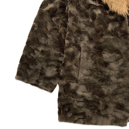 Vintage Brown Faux Fur Coat 12 14 16