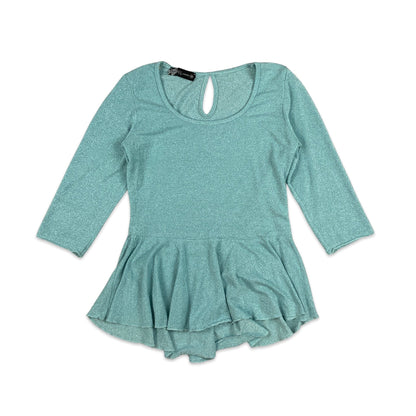 Vintage 90s Light Blue Lurex Blouse 8