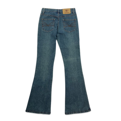 Y2K Mid Wash Flared Jeans with Lace Up Detail